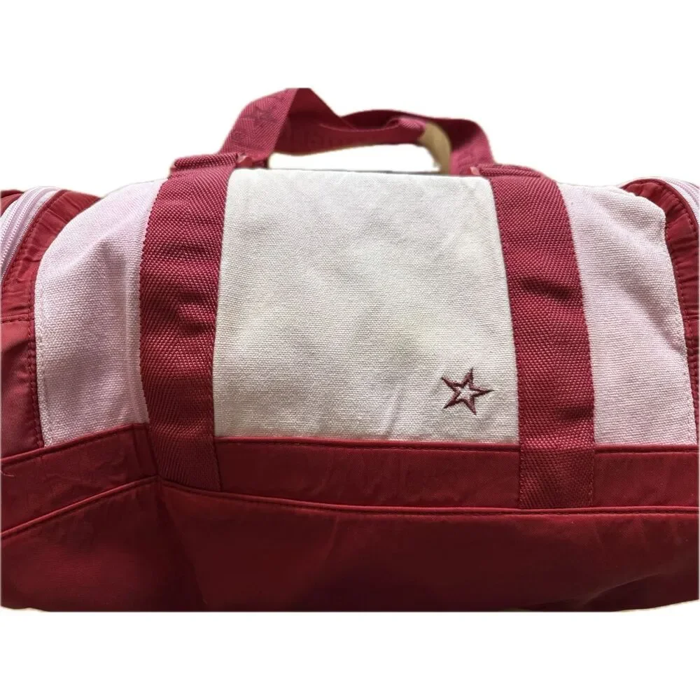 American Girl Duffle Bag - Pink & Red Zipper Closure Buttons Accessory Case